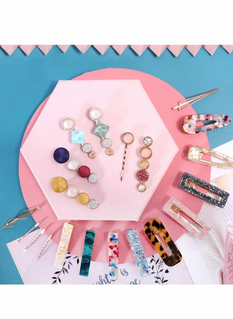 KASTWAVE Pearls and Acrylic Resin Hair Clips, 28PCS Handmade Pins, Elegant Gold Barrettes, Marble Alligator Bobby Hairpins Accessories Macaron Clips for Women Girls Gifts - Image 5