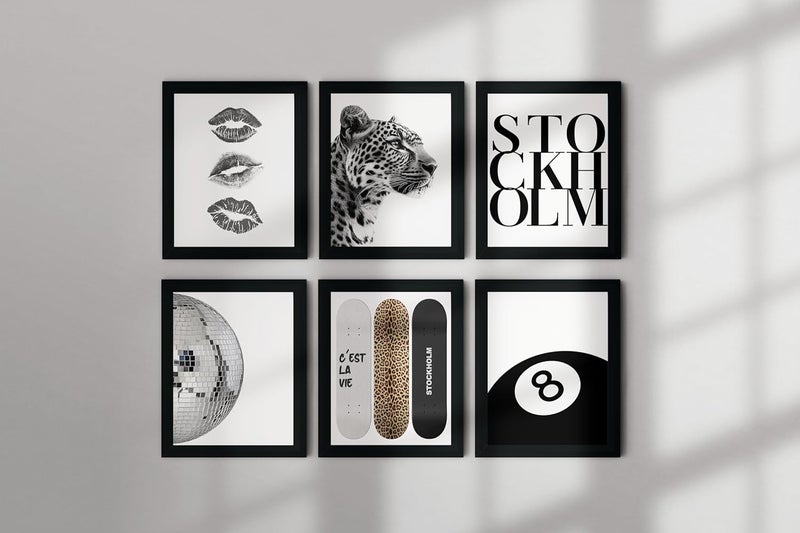 TwoDays ديكور غرفة على طراز ستوكهولم لمدة يومين للنساء، فن حائط أنيق وعصري لغرفة المعيشة الجمالية، ملصقات أزياء فاخرة للمنزل وغرفة النوم والشقة والسكن الجامعي (8 × 10 بوصة، مجموعة من 6، بإطار أسود) - Image 5