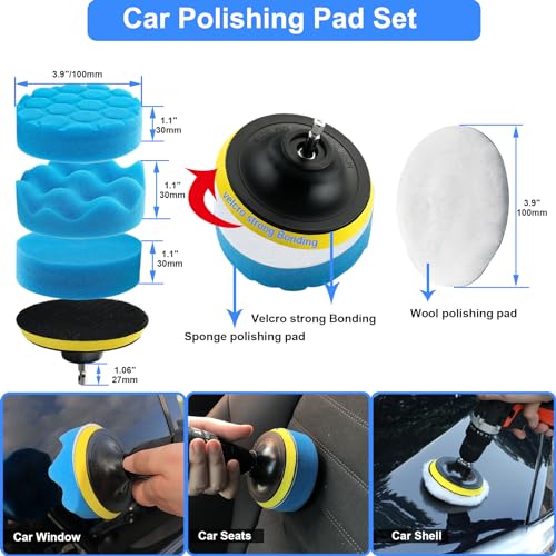 Latamil 29Pcs Car Detailing Brush Set, Car Detailing Kit, Auto Detail Supplies Tools With Wheel Drill Brush Set, Car Cleaning Kit, Car Polishing Kit, Car Wash Kit for Tires, Wheels, Interior & Exterior - Image 4