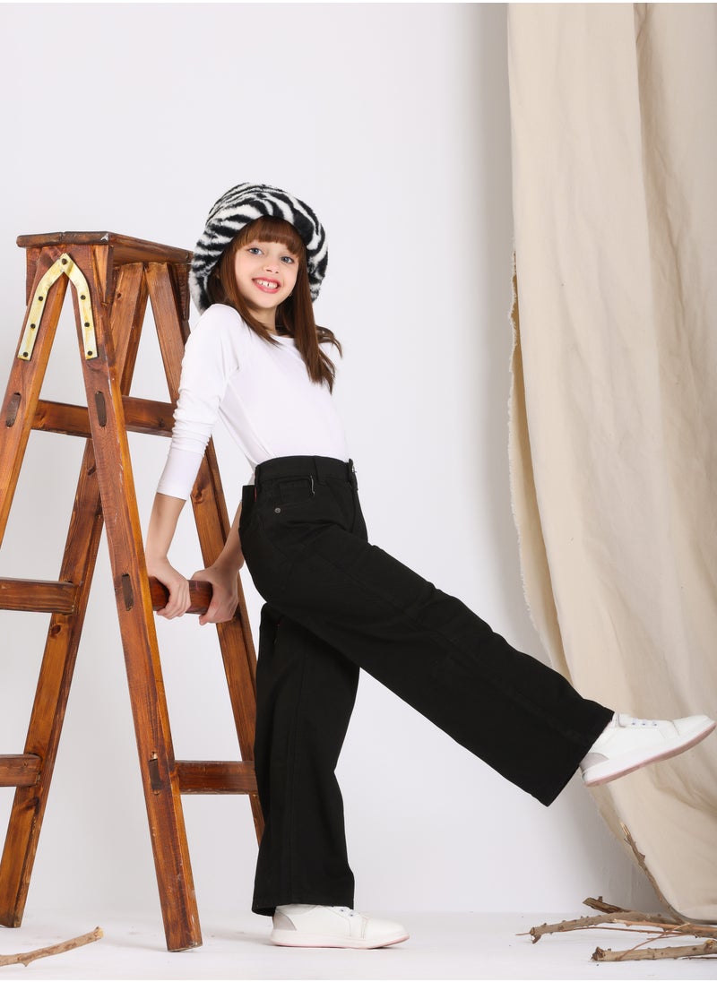 JBS DENIM - Gabardine Trousers For Girls Black Color - Image 1