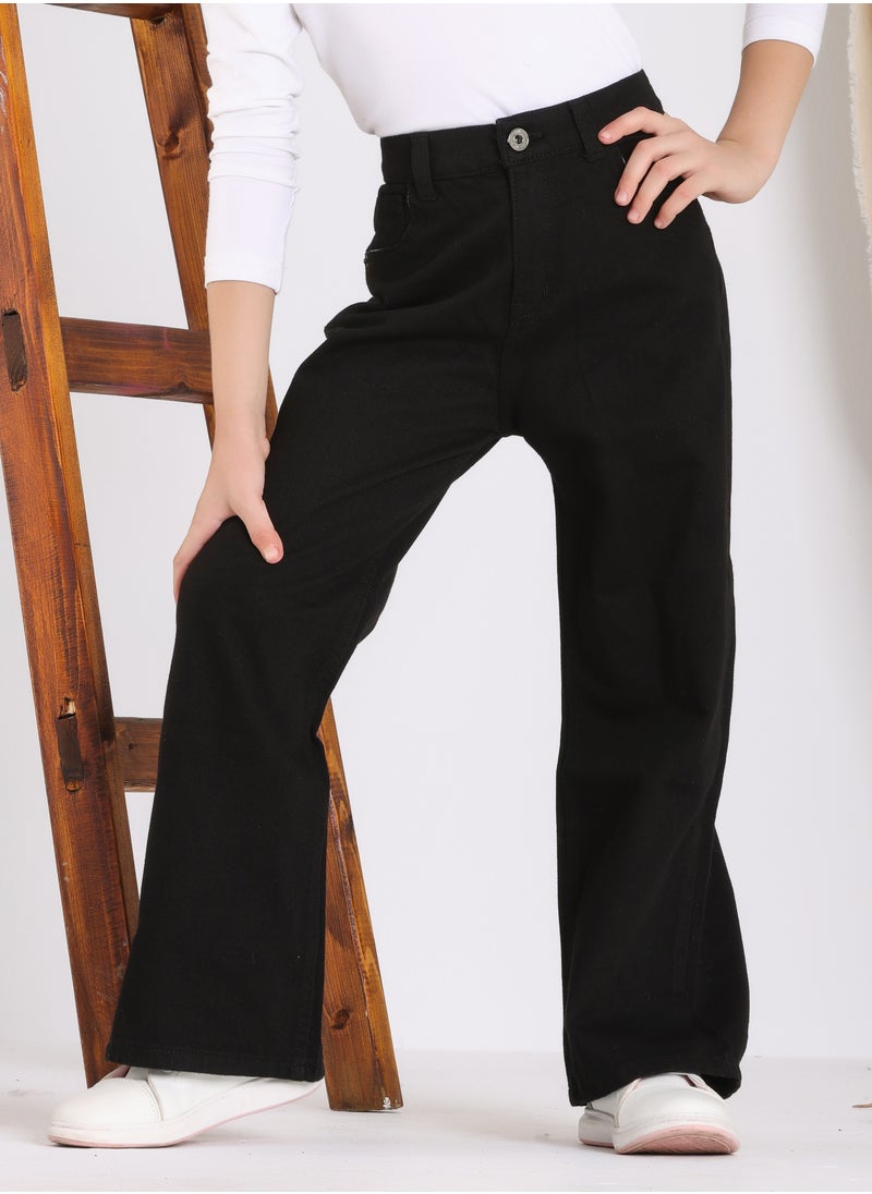 JBS DENIM - Gabardine Trousers For Girls Black Color - Image 1
