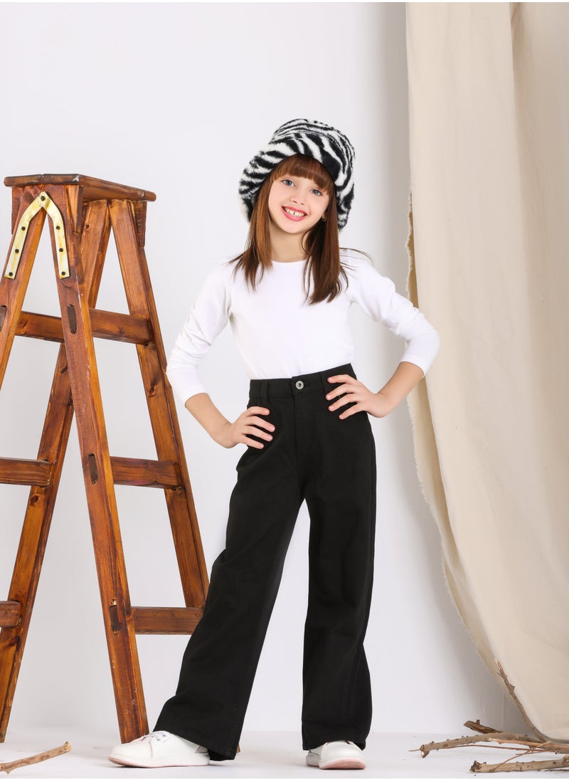 JBS DENIM - Gabardine Trousers For Girls Black Color - Image 1