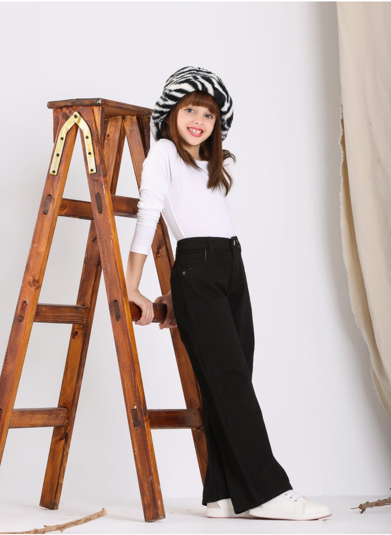JBS DENIM - Gabardine Trousers For Girls Black Color - Image 1
