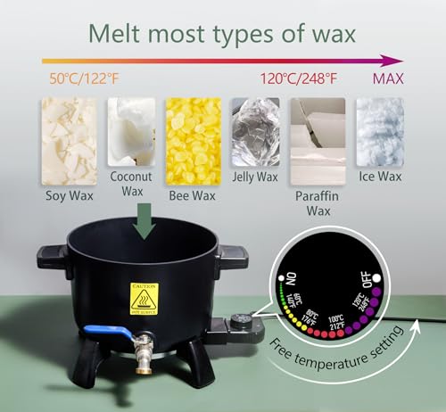 Aroparc Wax Melter for Candle Making, 6Qts Candle Wax Melting Pot with Spout for Soy Wax Soap Base Easy Pour & Non-Stick & Temps - Image 4