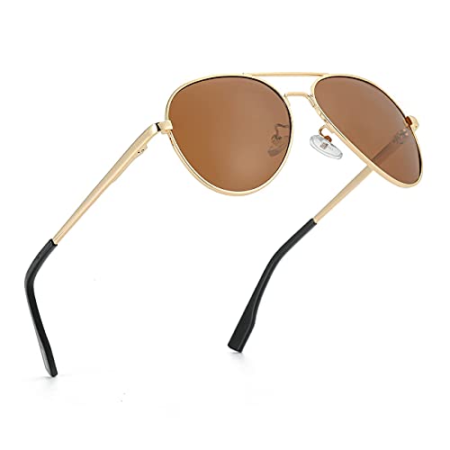 JOVAKIT Kids Small Polarized Aviator Sunglasses for Girls and Boys Age 4-16 (Gold/Brown) - Image 3