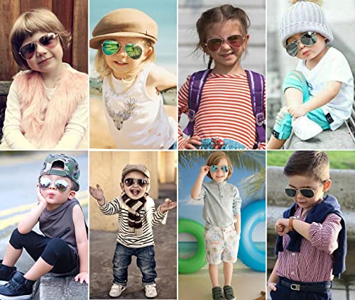 JOVAKIT Kids Small Polarized Aviator Sunglasses for Girls and Boys Age 4-16 (Gold/Brown) - Image 2