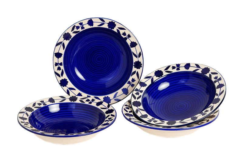 Yourowndcor Soup/Maggi/Pasta & Macaroni Plate 7 Inches in Blue & White Color Umrao Pattern (Set of 4) Ceramic Multipurpose Plates - Image 2