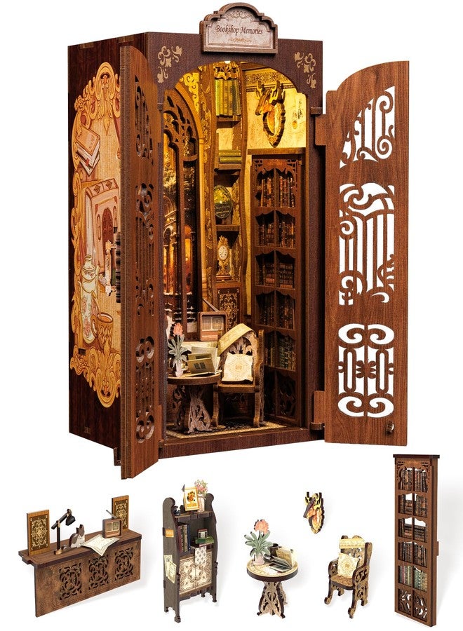 Cutefun Book Nook Kit - DIY Miniature House Kit for Bookshelf Decor, Book Nook Kits for Adults & Beginners, 3D Wooden Puzzle Dollhouse, Ideal Gift for Family and Friends (Count Cat's Study) - Image 1