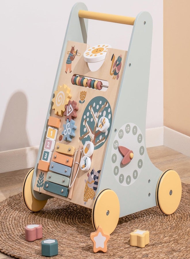 ROBOTIME Wooden Baby Walker for Boys, Modern Baby Push Walker, Activity Baby Walker Push Toys with Wheels, Sit to Stand Walker for Baby Learning to Walk - Image 5