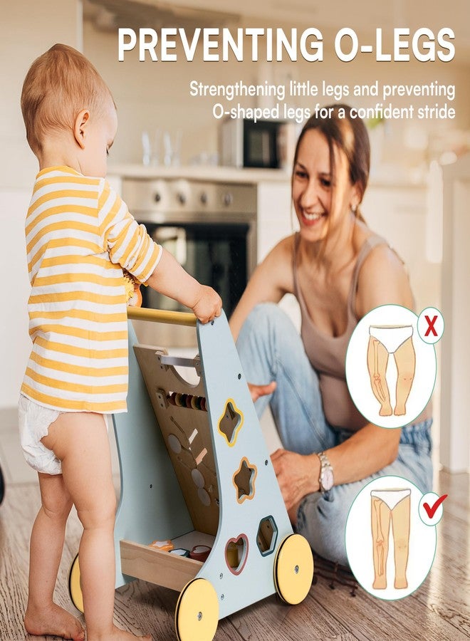 ROBOTIME Wooden Baby Walker for Boys, Modern Baby Push Walker, Activity Baby Walker Push Toys with Wheels, Sit to Stand Walker for Baby Learning to Walk - Image 2