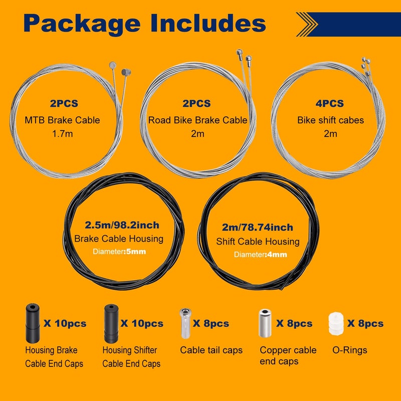 weideer Bicycle Brake Cable,Shift Cable,Bike Cable Housing Kit, Bike Brake Cable,Bicycle Transmission Line for Mountain Road Bike Repair - Image 3