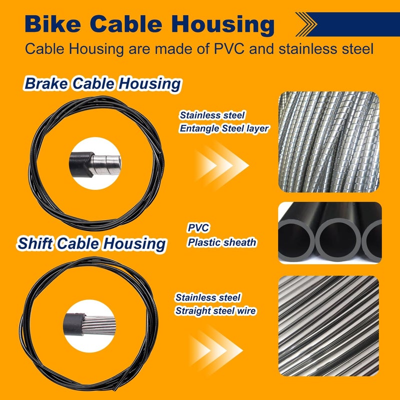 weideer Bicycle Brake Cable,Shift Cable,Bike Cable Housing Kit, Bike Brake Cable,Bicycle Transmission Line for Mountain Road Bike Repair - Image 4