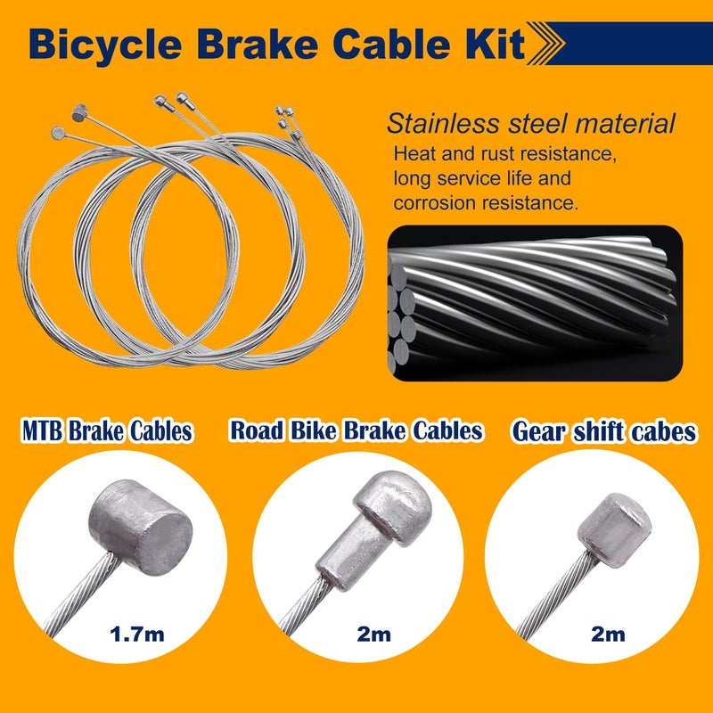 weideer Bicycle Brake Cable,Shift Cable,Bike Cable Housing Kit, Bike Brake Cable,Bicycle Transmission Line for Mountain Road Bike Repair - Image 2