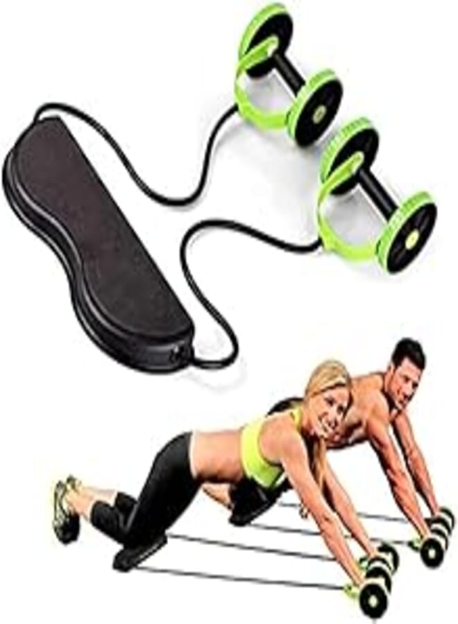 one year warranty_Ab Wheel Roller Sport Bodybuilding Revoflex Xtreme Dobule Wheels AB Roller Pull Rope Abdominal Trainer Gym Equipment Abs Traineryogu78