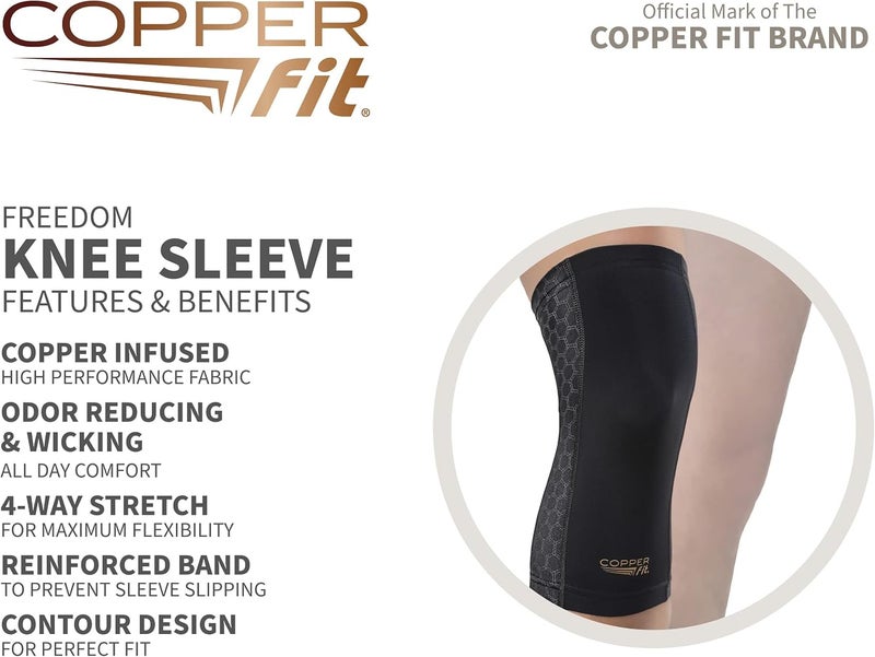 Copper Fit unisex adult Freedom Knee Compression Sleeve Hosiery, Black, Medium US - Image 2