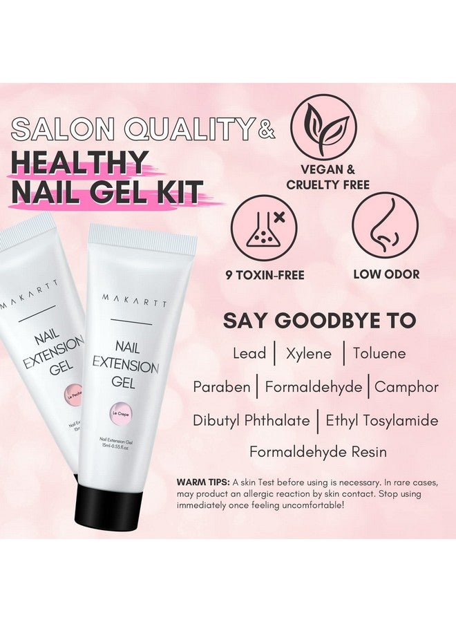 MAKARTT Poly Nail Gel Kit 6 Clear Pink White Colors Gel Builder For Nail Extension Set All In One Nail Thickening Solution Salon Home French Manicure - Image 5