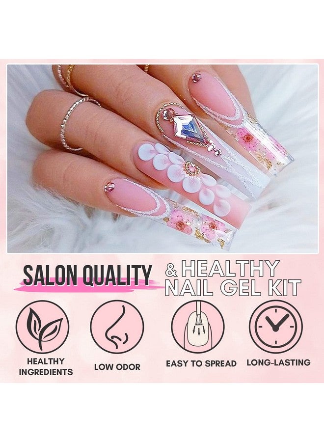MAKARTT Poly Nail Gel Kit 6 Clear Pink White Colors Gel Builder For Nail Extension Set All In One Nail Thickening Solution Salon Home French Manicure - Image 3