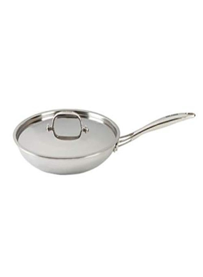 Alda Induction Base Stainless Steel Fry Pan, 24 cm, Silver - Image 1
