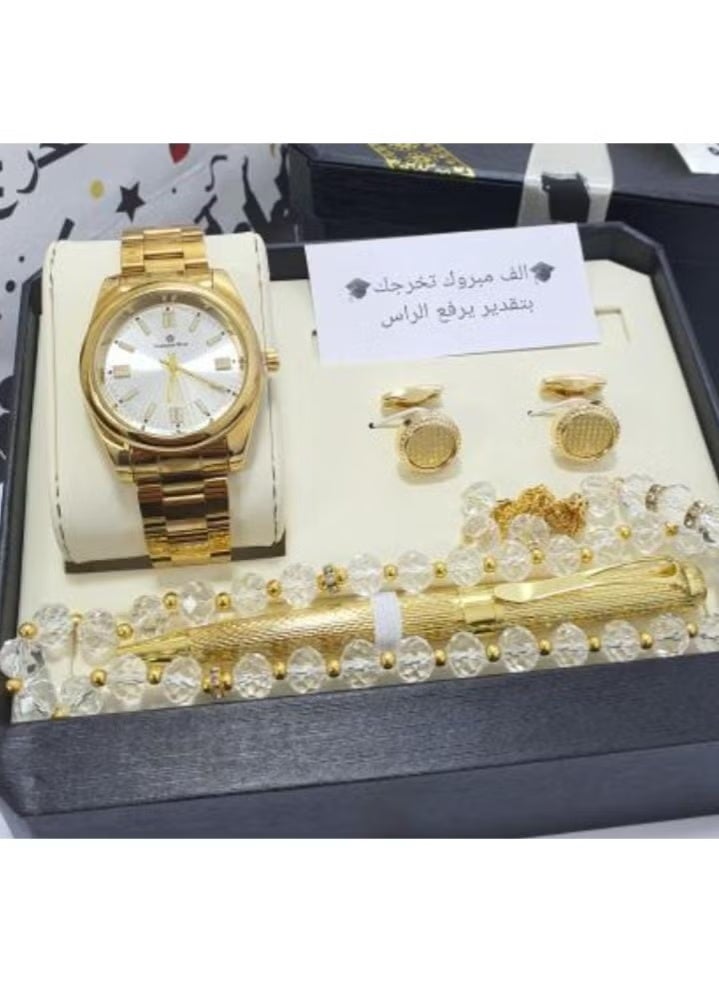 ريفولي طقم ساعه مكونه من ازرار اكمام وكبك مع قلم