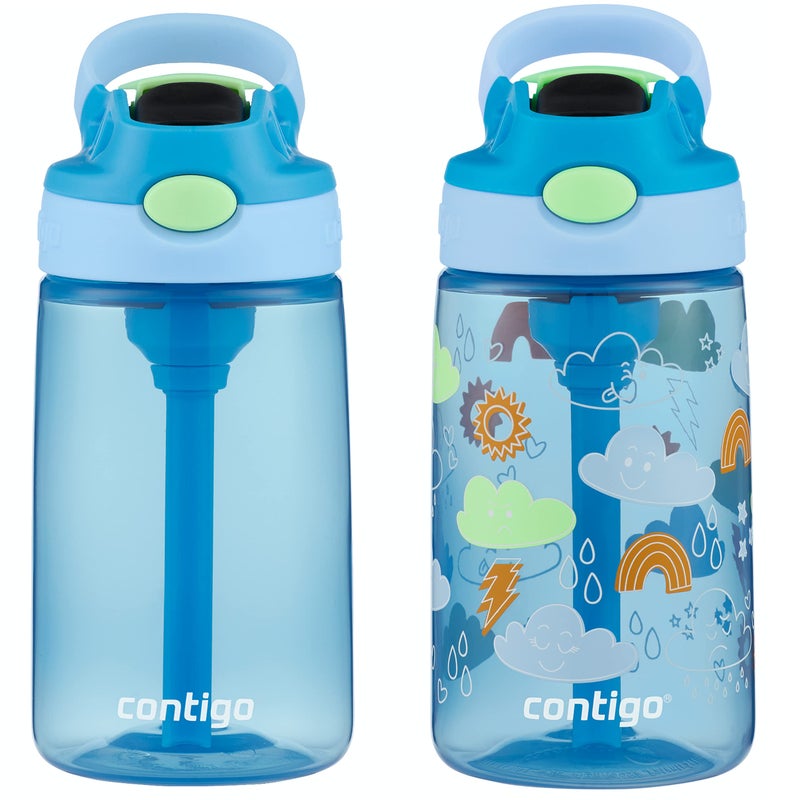 Contigo Kids Water Bottle with Redesigned AUTOSPOUT Straw 14oz 2 Pack Blue Poppy and Periwinkle  Blue Poppy with Periwinkle and Into the Clouds