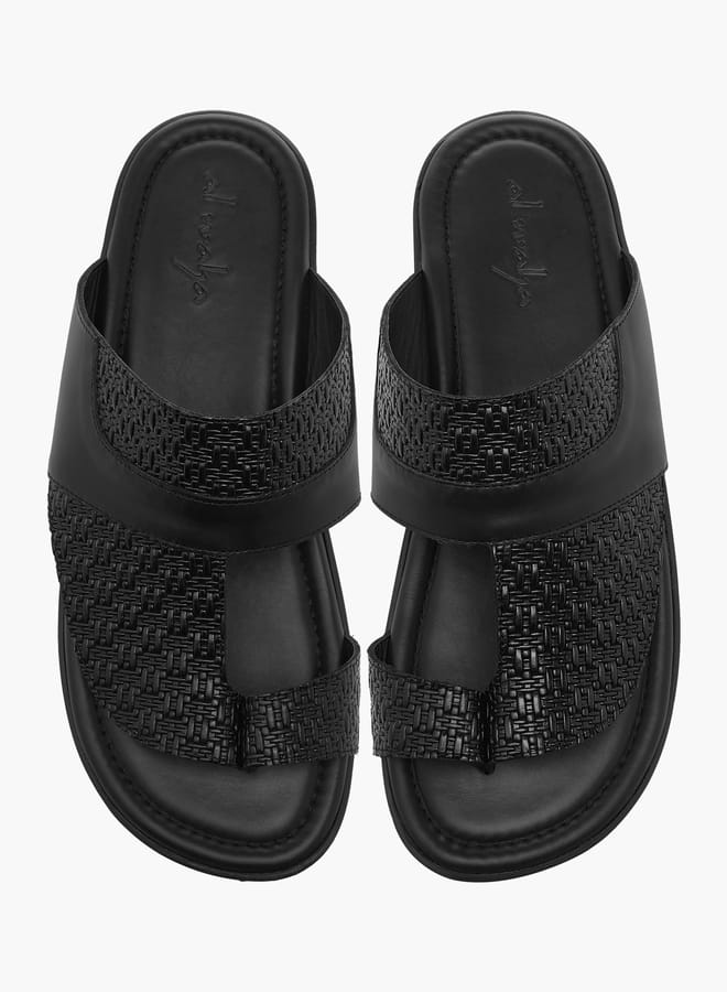 Al Waha Men Textured Slip-On Arabic Sandals with Toe Loop Detail - Image 2