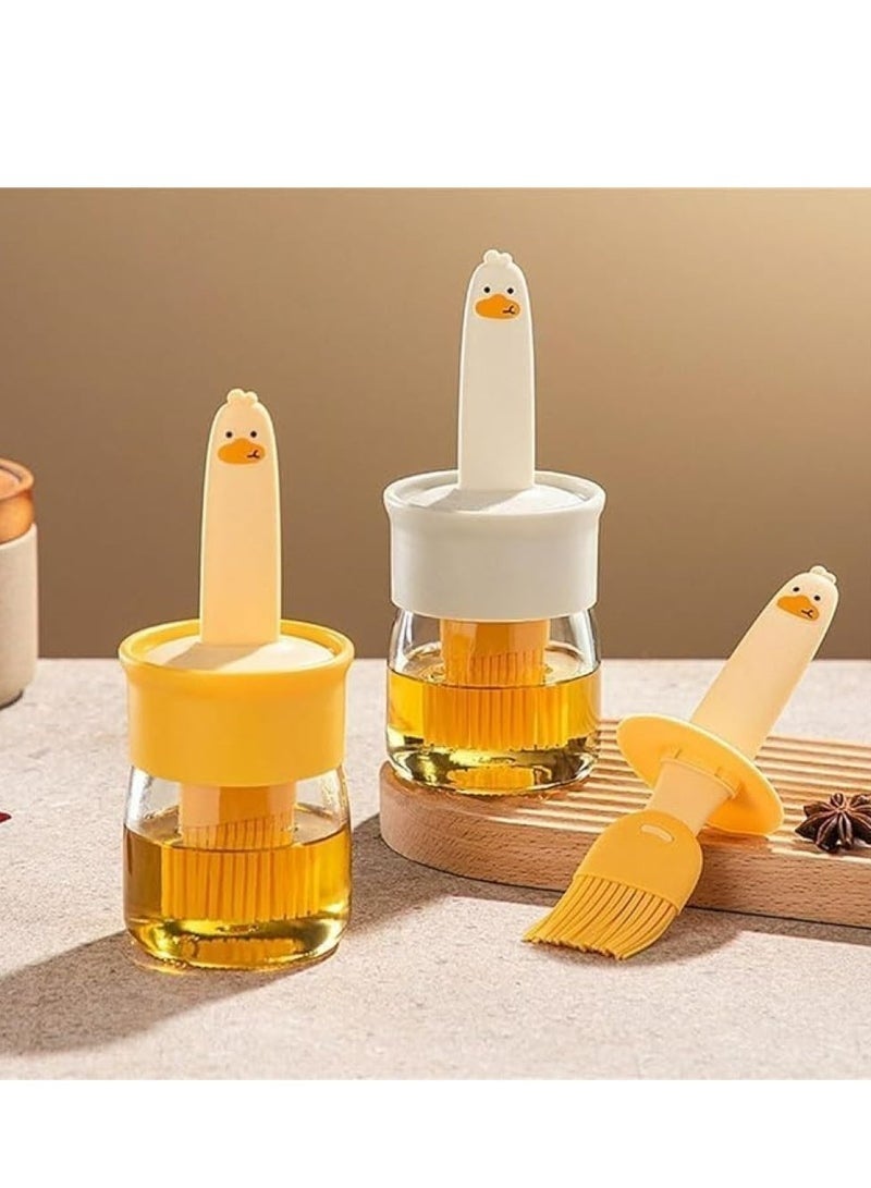 موزع زيت زجاجي مع فرشاة سيليكون - مثالي للطهي والخبز والشواء والفطائر والقلاية الهوائية (أبيض) - Image 3