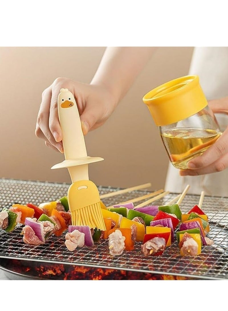 موزع زيت زجاجي مع فرشاة سيليكون - مثالي للطهي والخبز والشواء والفطائر والقلاية الهوائية (أبيض) - Image 2