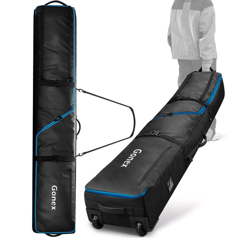 Gonex Snowboard Bag with Wheels,Adjustable Length Up to 175cm to 190cm, Fully Padded Ski Bag for Air Travel, 1200D Polyester PVC Waterproof Rolling Ski Bag with Skis Strapes & Ample Storage Pockets - Image 1