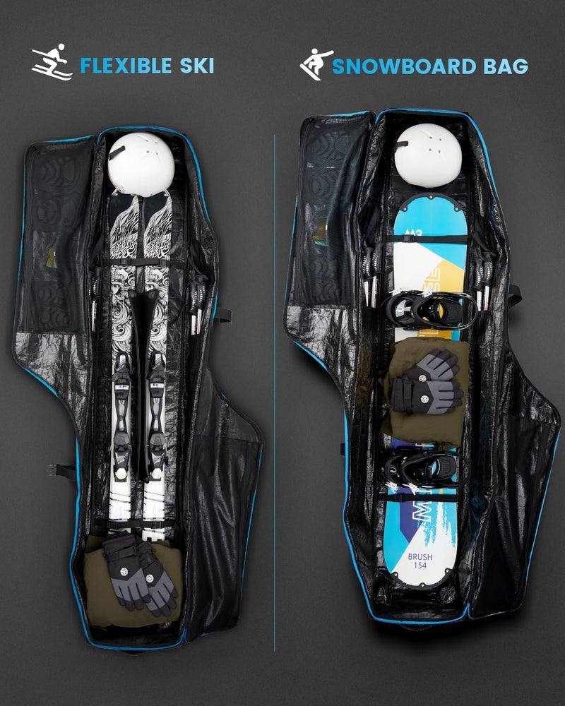 Gonex Snowboard Bag with Wheels,Adjustable Length Up to 175cm to 190cm, Fully Padded Ski Bag for Air Travel, 1200D Polyester PVC Waterproof Rolling Ski Bag with Skis Strapes & Ample Storage Pockets - Image 4
