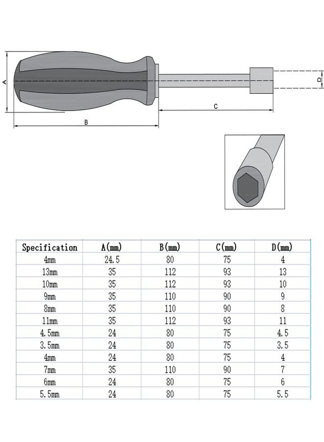 اتول مارت مفك براغي سداسي الرأس من يوتولمارت، مقبس مفك براغي 4 مم، أداة يدوية بمفك براغي طويل 75 مم، مفك براغي سداسي الرأس غير مغناطيسي - Image 4