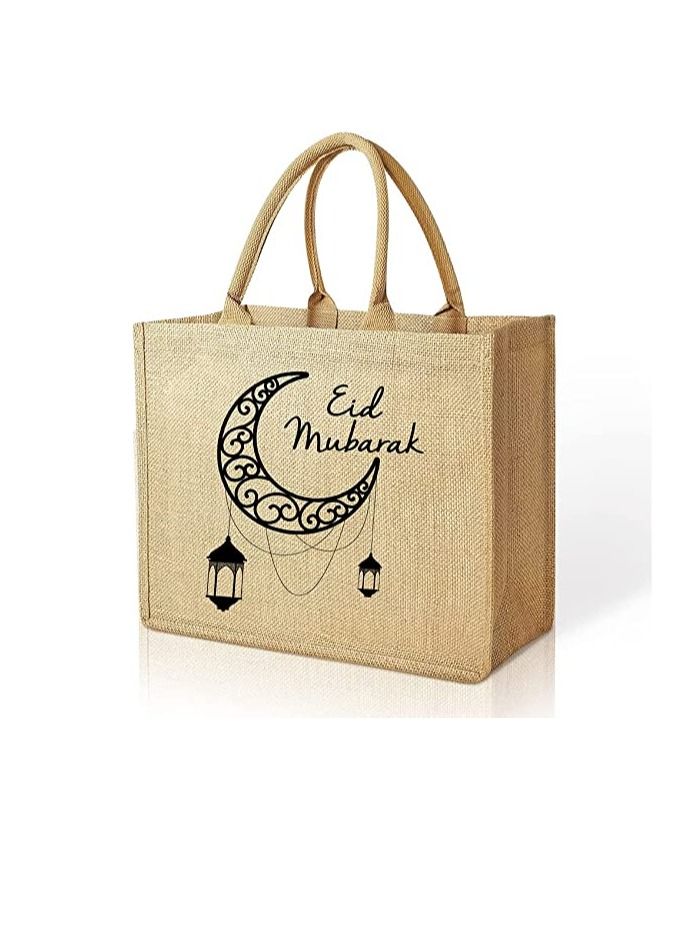 برينت شوب فور مي حقيبة يد أو حقيبة من الجوت مطبوعة بتصميم عيد مبارك وقابلة لإعادة الاستخدام - Image 1