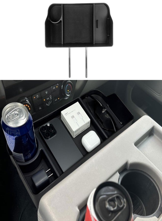 Zxiaochun Center Console Seat Headrest Organizer for 2011-2024 2025 Ford F150 F250 F350 F450 F550 F650 Accessories, Storage Tray with Non-Slip Rubber Mat (Jump Seat Only) - Image 1