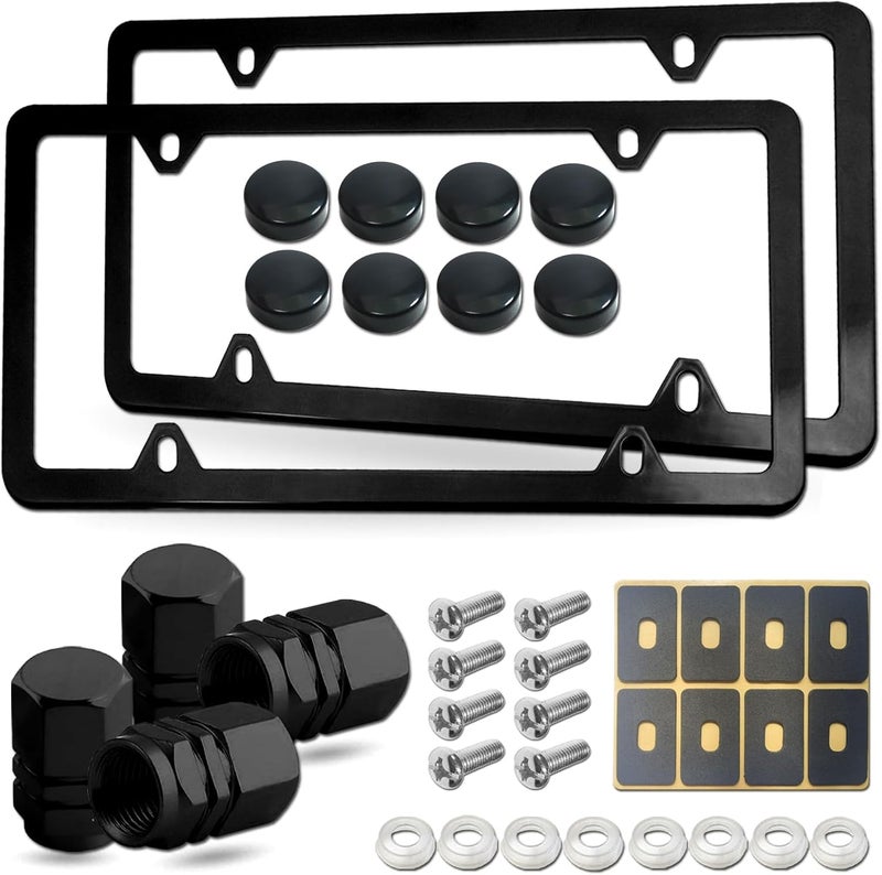 YoUoY Matte Black License Plate Frames - 2 Pack - Image 1