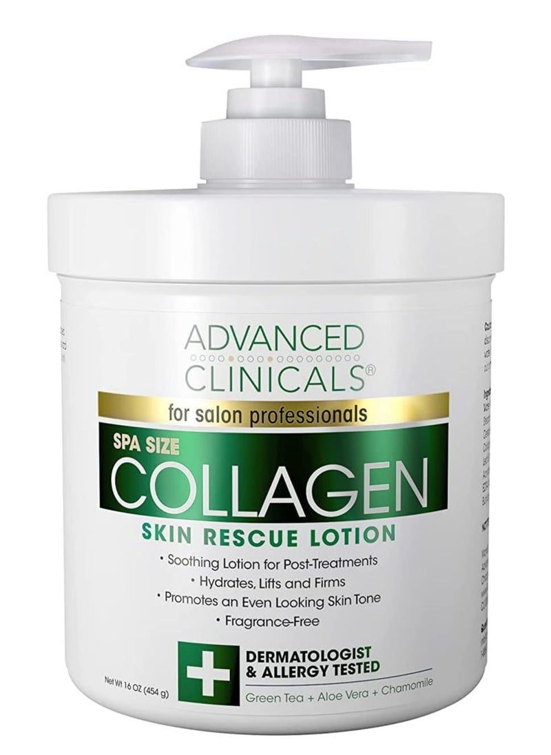 Advanced Clinicals Spa Size Collagen Skin Rescue Lotion 16 Oz 454g  - Image 1