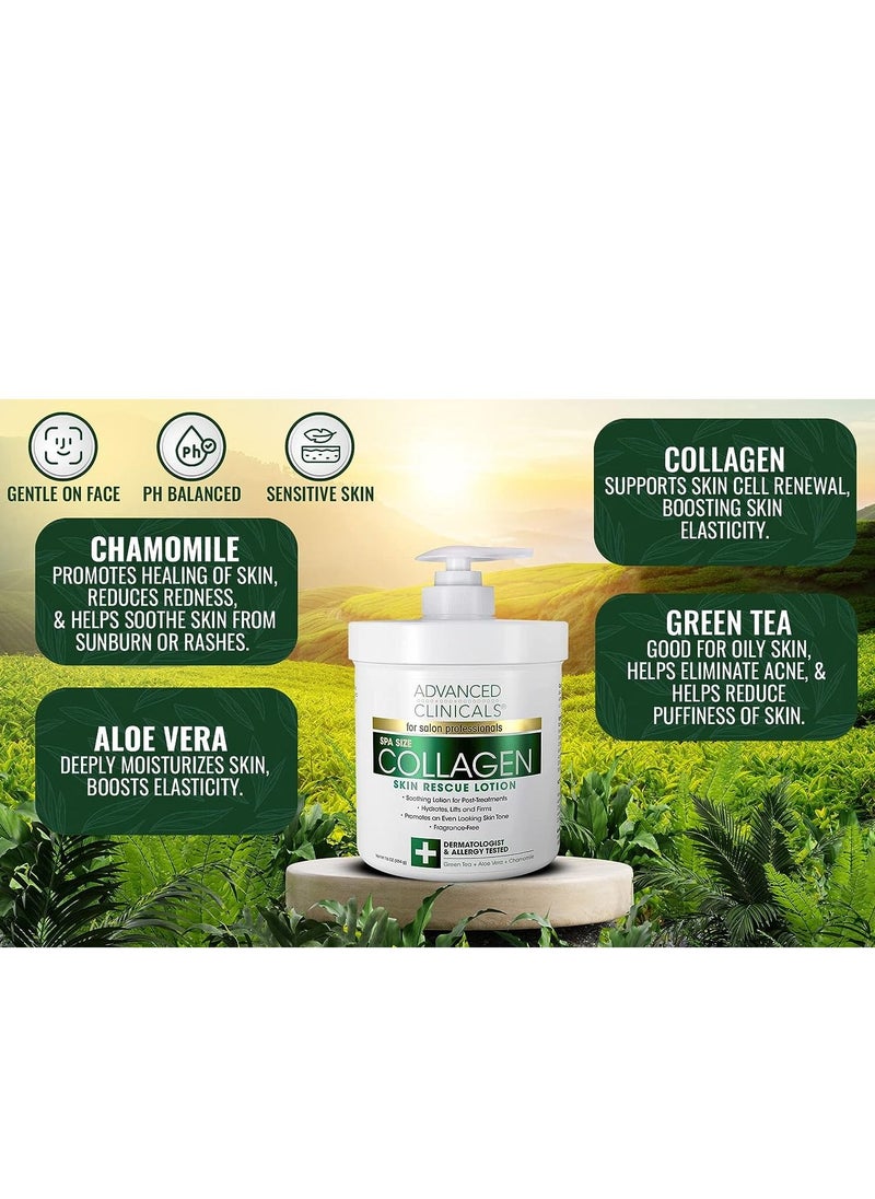 Advanced Clinicals Spa Size Collagen Skin Rescue Lotion 16 Oz 454g  - Image 2
