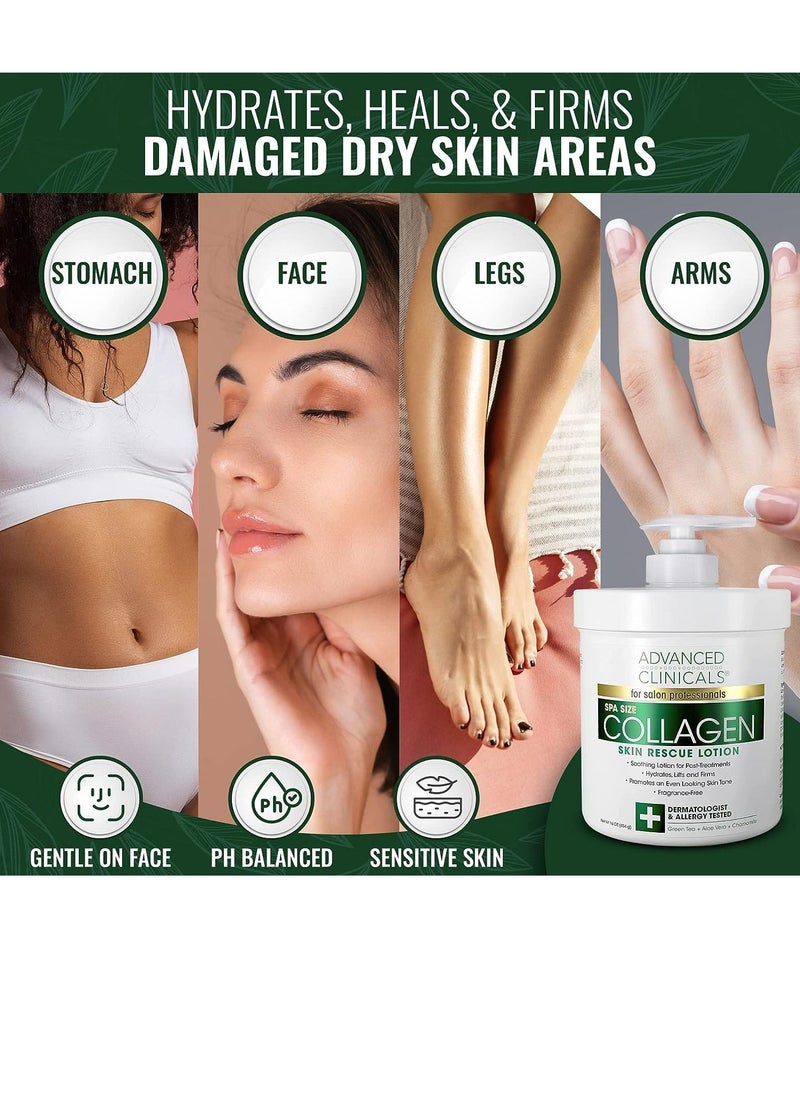 Advanced Clinicals Spa Size Collagen Skin Rescue Lotion 16 Oz 454g  - Image 4