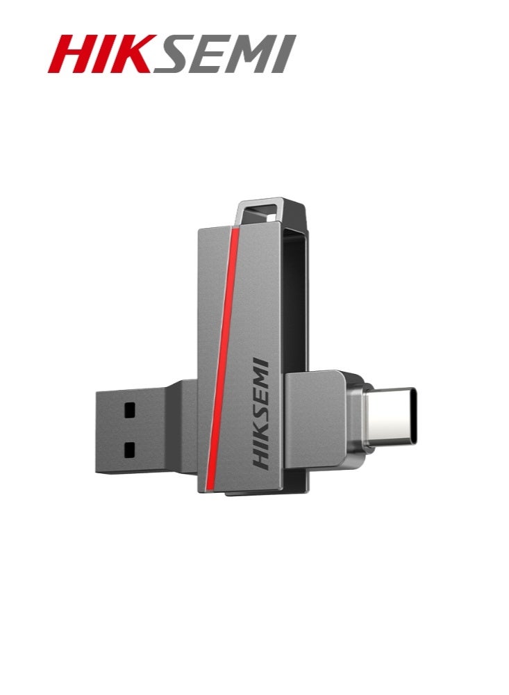 HIKSEMI HIKSEMI DUAL SLIM USB 3.2 Type-C and Type-A | 256GB | Metal Body | HS-USB-E307C 256G U3 Grey  - Image 1