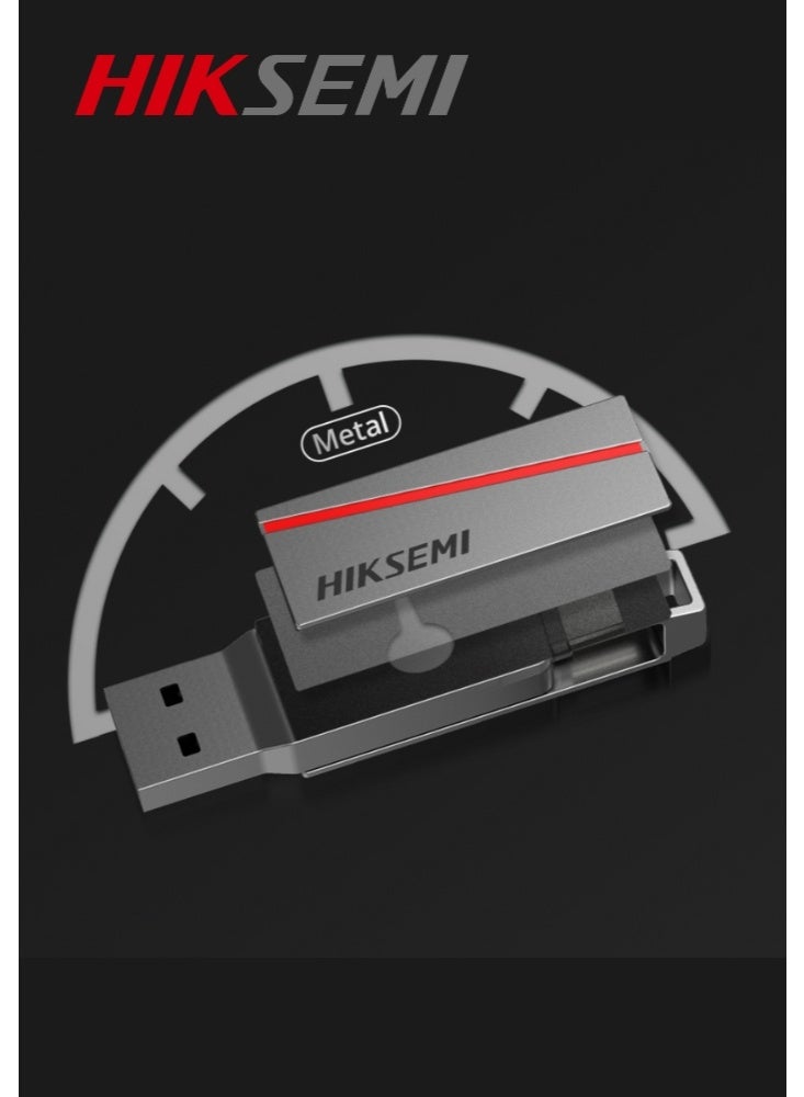HIKSEMI HIKSEMI DUAL SLIM USB 3.2 Type-C and Type-A | 256GB | Metal Body | HS-USB-E307C 256G U3 Grey  - Image 2