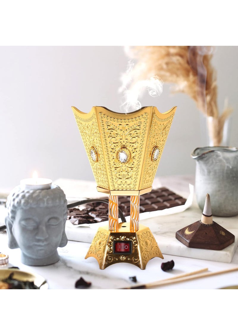 REFURA Electric Incense Burner - Plug-in Incense Burner  - Retro Burner Ornament Arabic Decor Aroma Centerpiece Gold RE-4632 - Image 1