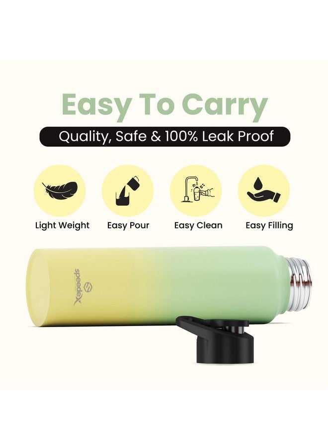 Speedex Stainless Steel Yellow Green Water Bottle 1 Litre with Sipper Cap | Combo of 4 | Pack of 4 | Set of 4 | Leak Proof & BPA Free | Fridge Friendly for School, Office, Gym | For Men, Women, Kids - Image 4