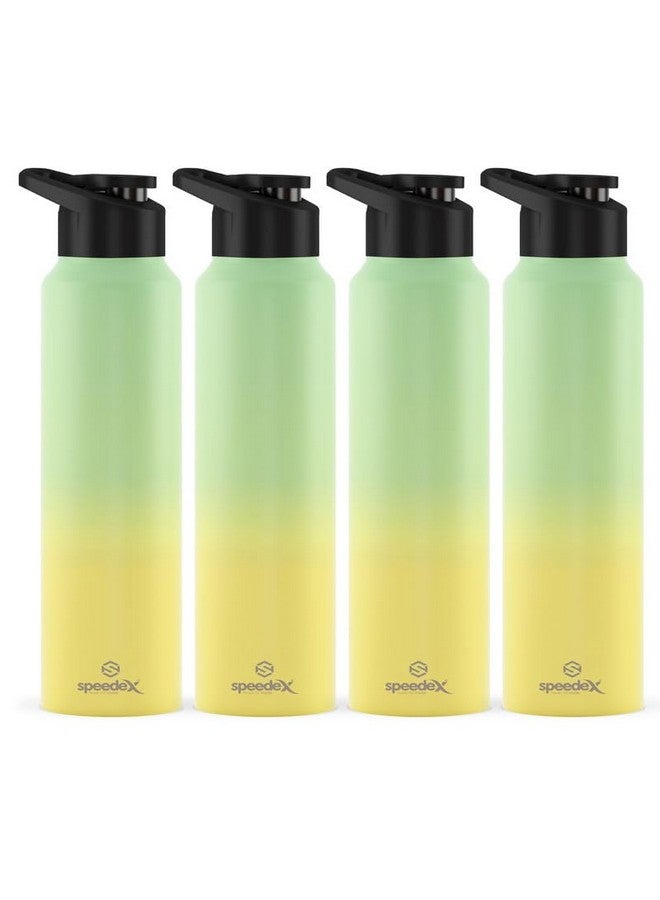 Speedex Stainless Steel Yellow Green Water Bottle 1 Litre with Sipper Cap | Combo of 4 | Pack of 4 | Set of 4 | Leak Proof & BPA Free | Fridge Friendly for School, Office, Gym | For Men, Women, Kids - Image 1