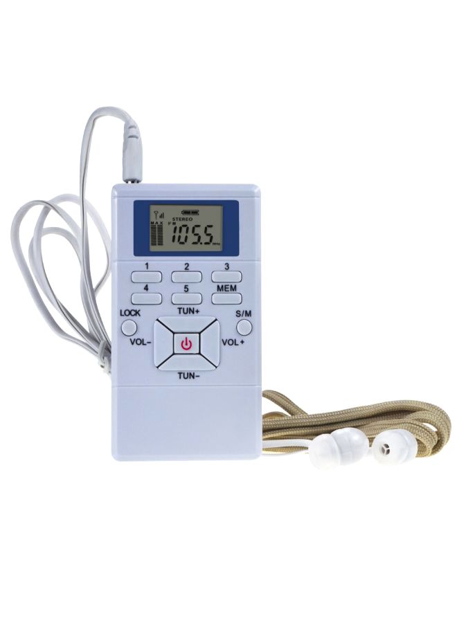 FM Stereo Radio Receiver LCD Display With Headphone V392 White/Blue - Image 1