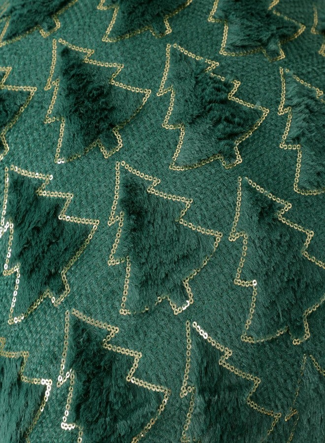 4TH Emotion Christmas Tree Decorative Pillow Covers 18x18 Set of 2, Green Soft Plush Faux Fur Farmhouse Throw Cushion Cases for Xmas Winter Holiday Home Decorations - Image 3