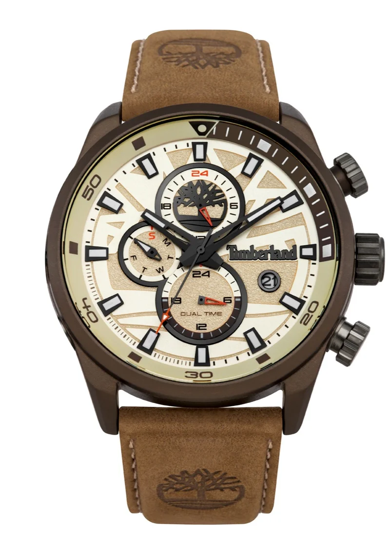 تمبرلاند Henniker II Men's Watch Analog Beige Dial Brown Leather Strap