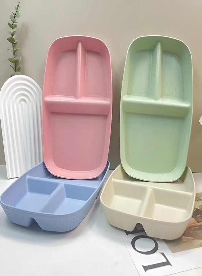 Amillee Wheat Straw Rectangular Divided Plates for Healthy Eating, 3 Sections Dinner Plates for Adults, Kids, Campers, and Portion Control, Microwave and Dishwasher Safe Dish (Pack of 2, Pink) - Image 4