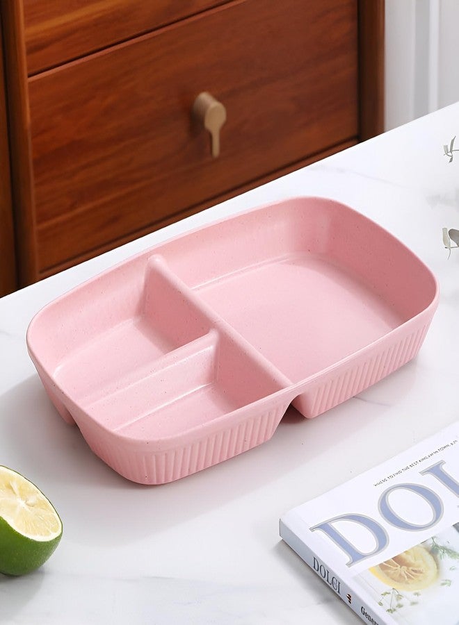 Amillee Wheat Straw Rectangular Divided Plates for Healthy Eating, 3 Sections Dinner Plates for Adults, Kids, Campers, and Portion Control, Microwave and Dishwasher Safe Dish (Pack of 2, Pink) - Image 3