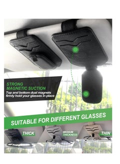 KASTWAVE Sunglasses Holder for Car Sun Visor, 3 Pack Visor Sunglasses Holder Clip, Magnetic Leather Ticket Card Clip, Sunglass Holder for Car, Ticket Card Clip Cash Organizer, Beige, Black, Grey  - Image 3