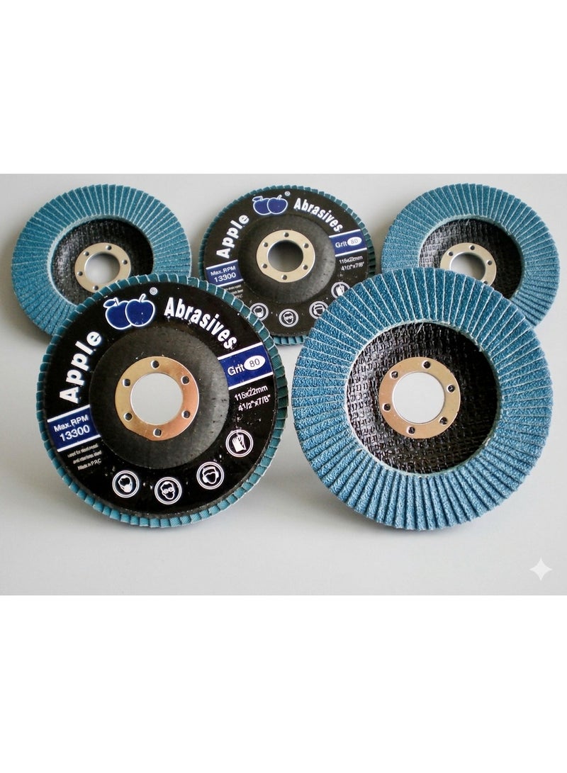 5-Piese Apple Abrasives Blue Flap disc Zirconia Raw material for Stainless steel