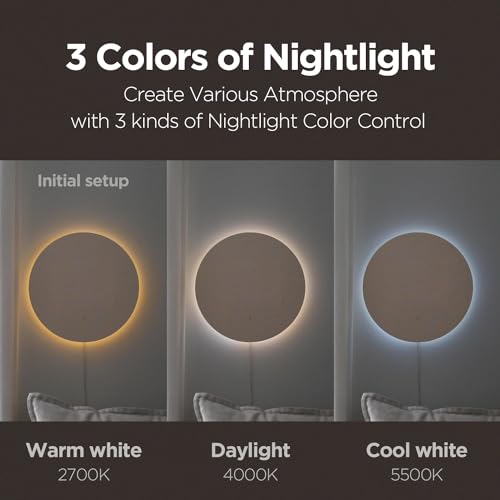 mooas Full Moon LED Silent Wooden Digital Wall Clock with Remote Control, Backlight Nightlight Digital Wood Wall Clock, Sunrise Alarm Melody, 5 Level Brightness Modern Decorative Office Livingroom - Image 4