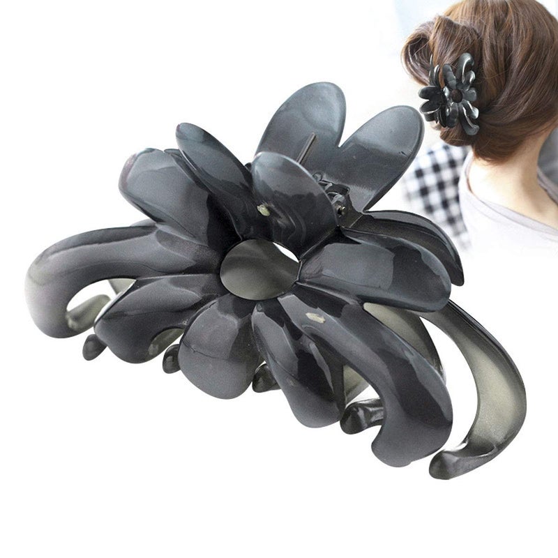 Suoirblss Women Elegant Flower Hair Clips Crystal Plastic Hair Claw Chic Styling Grab Clip Hairpin Hairgrip Hair Accessories Grey